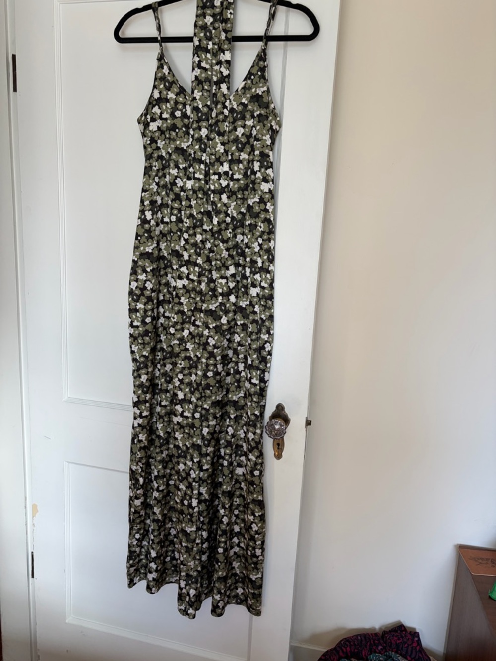 Floral Maxi Jumpsuit in Olive and White